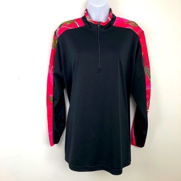 Mountainaire Realtree Size XL 1/4 Zip Pullover With Pink Camouflage Sleeves! - Picture 2 of 7